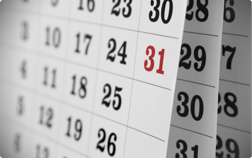 Close up photo of part of a calendar